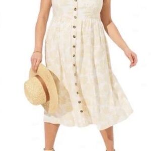 torrid Cream Button-Front Midi Dress